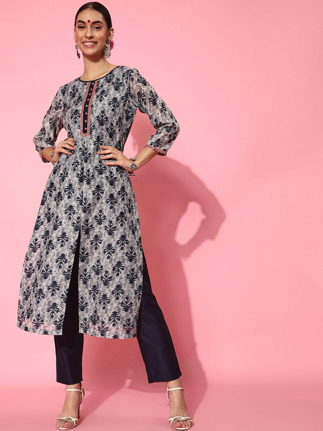 indo street floral printed kurta with trousers