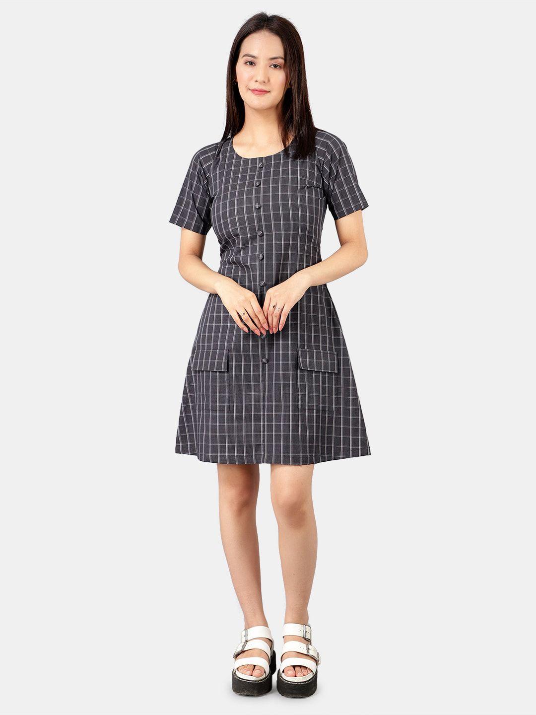 indophilia checked cotton a-line mini dress