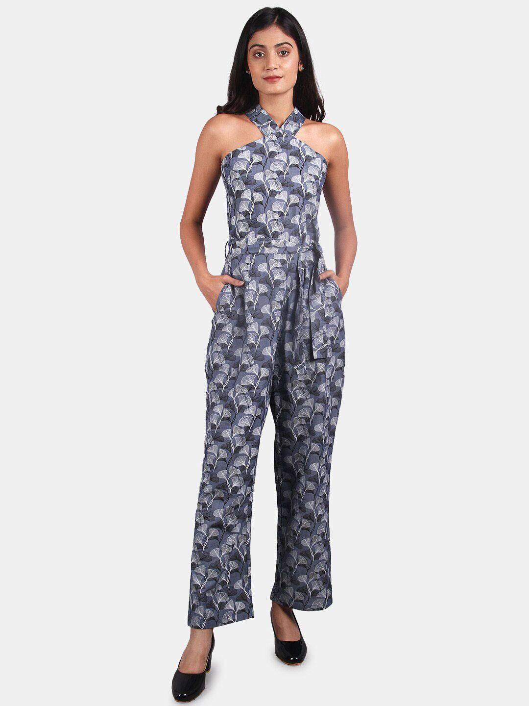 indophilia cotton floral printed basic jumpsuit