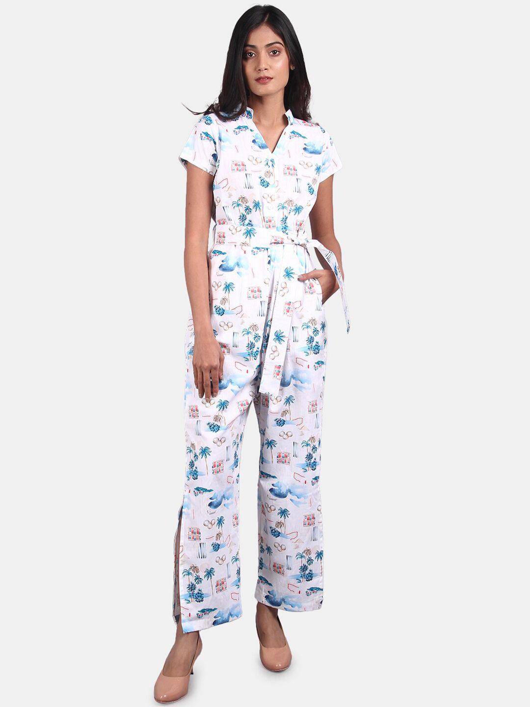 indophilia cotton printed basic jumpsuit