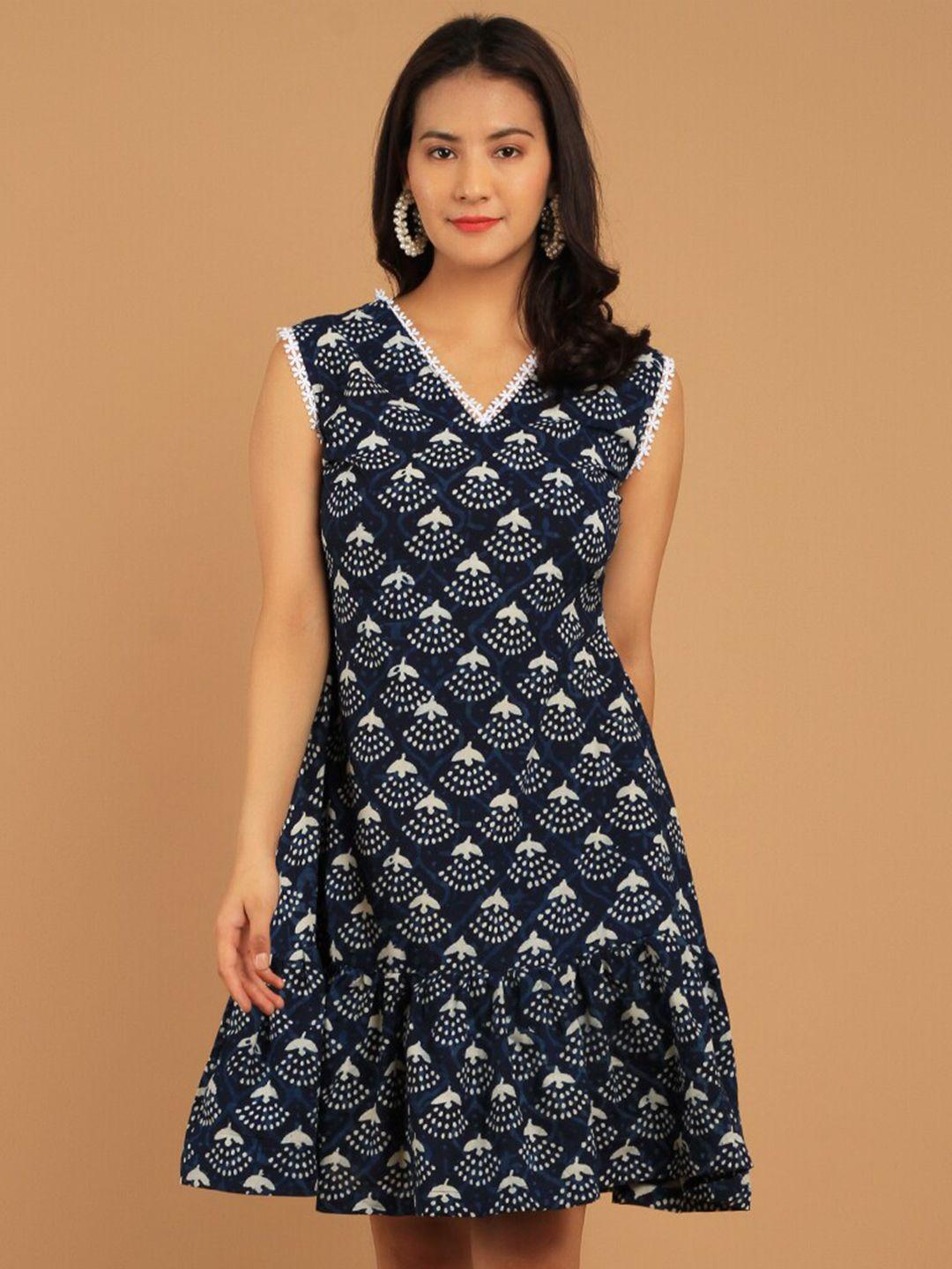 indophilia ethnic motifs printed pure cotton a-line dress