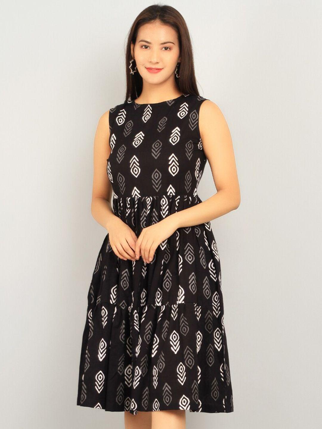 indophilia ethnic motifs printed pure cotton fit & flare dress