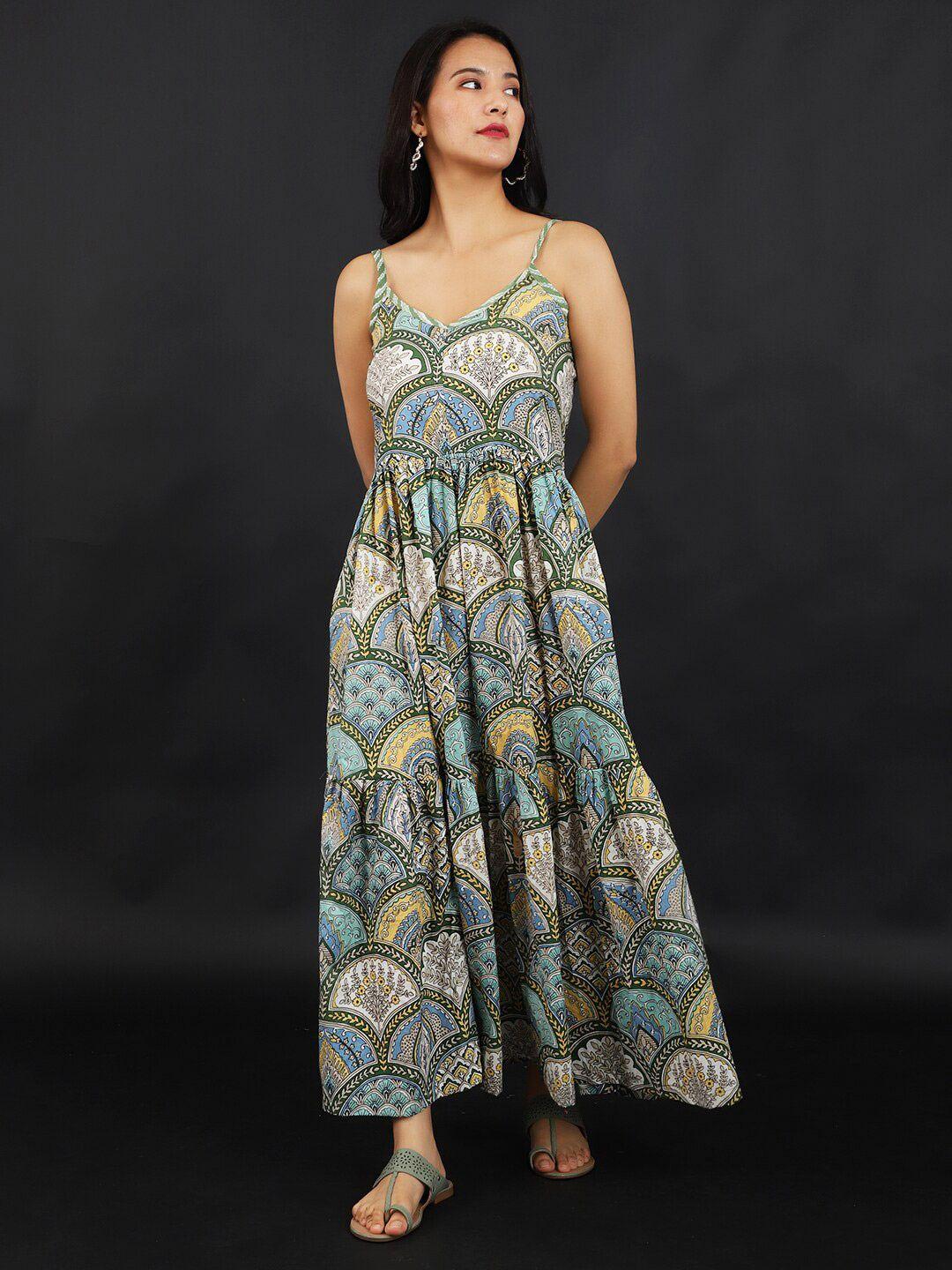 indophilia floral printed cotton maxi dress