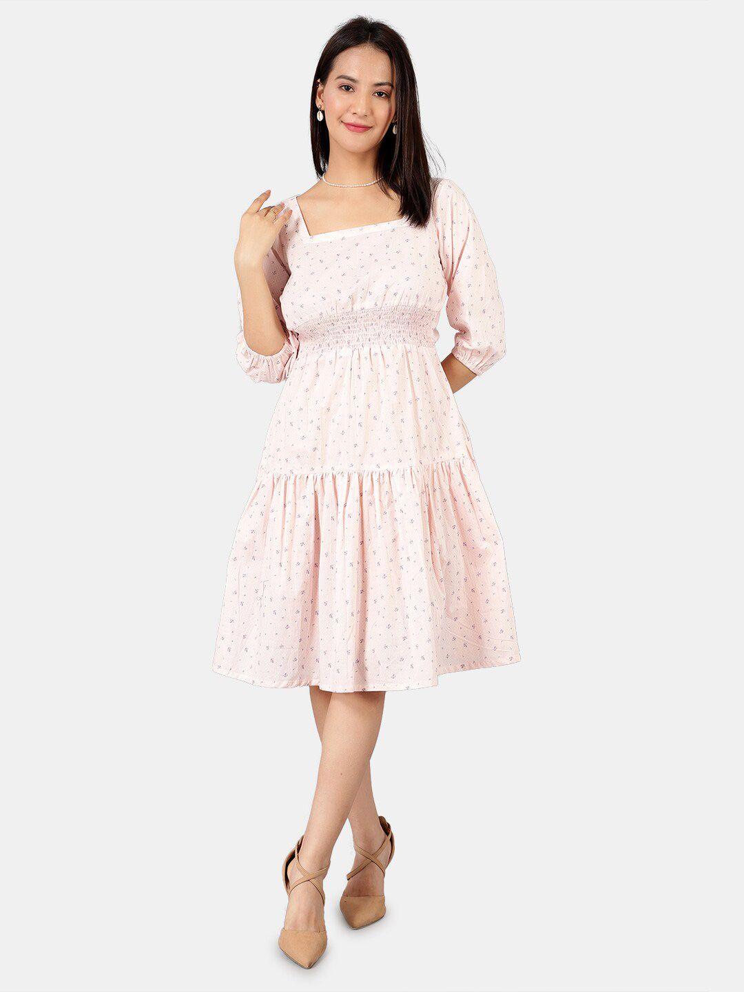 indophilia floral printed tiered cotton fit & flare dress