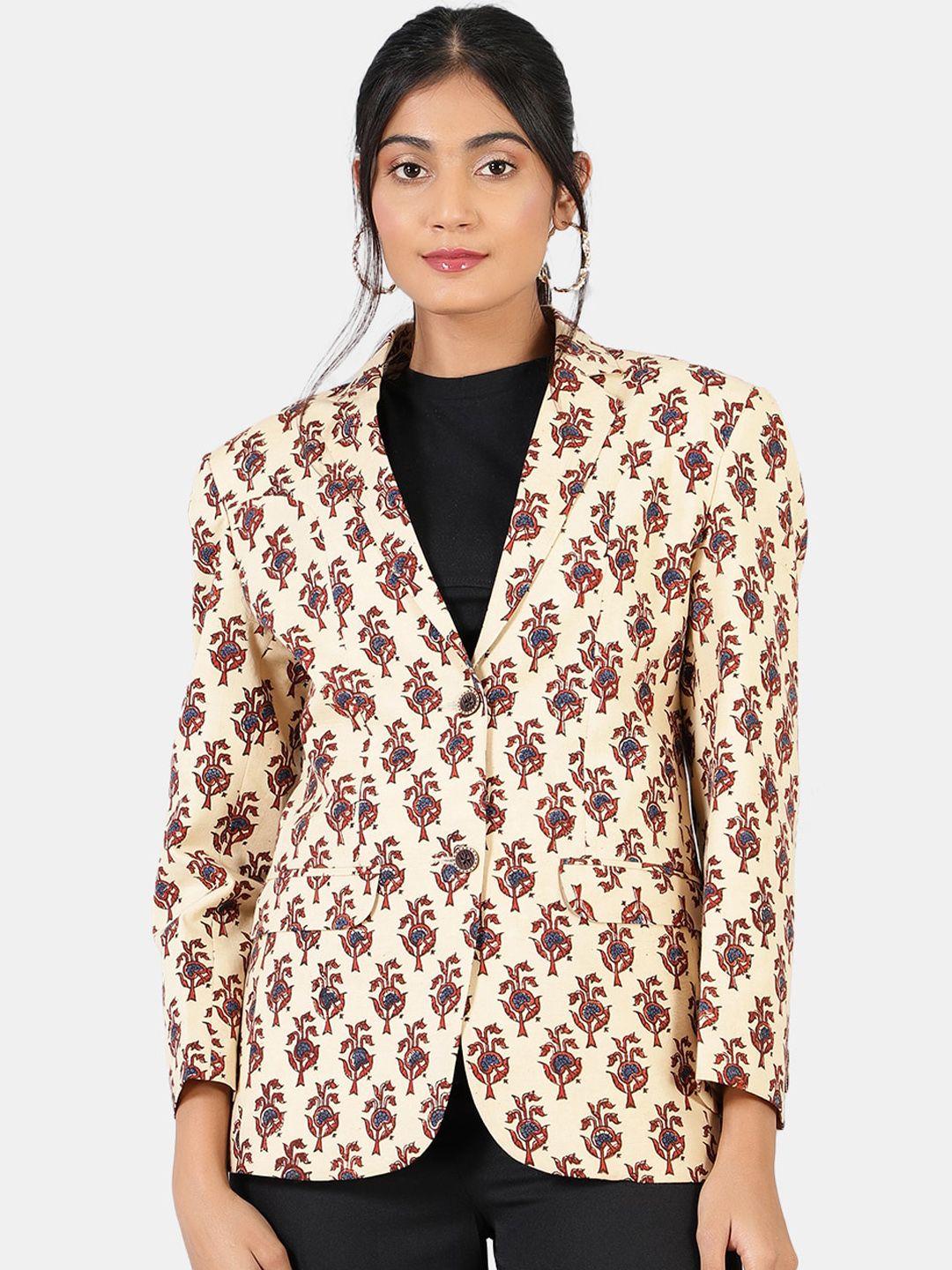 indophilia single-breasted printed cotton blazer