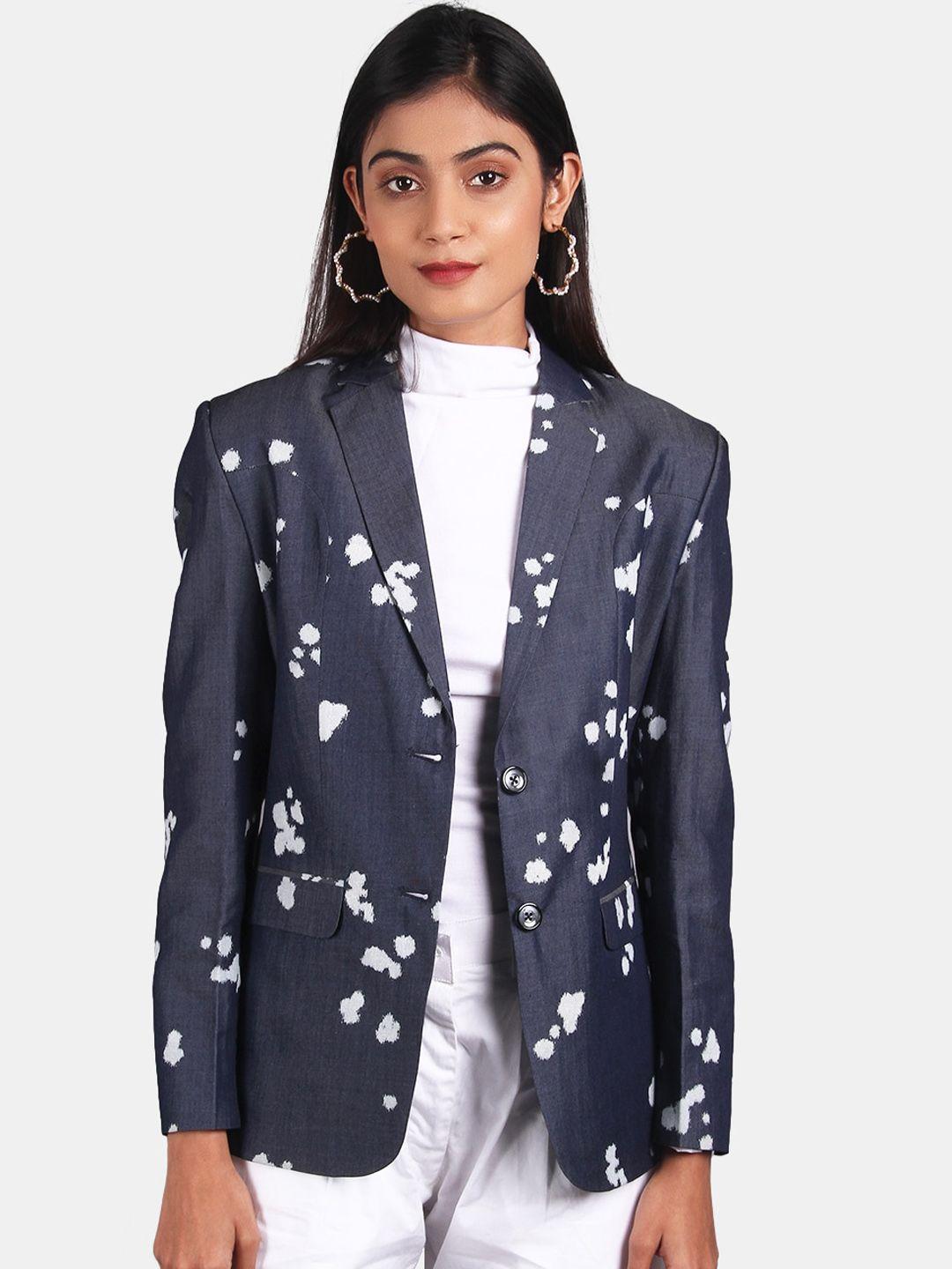 indophilia single-breasted printed cotton blazer