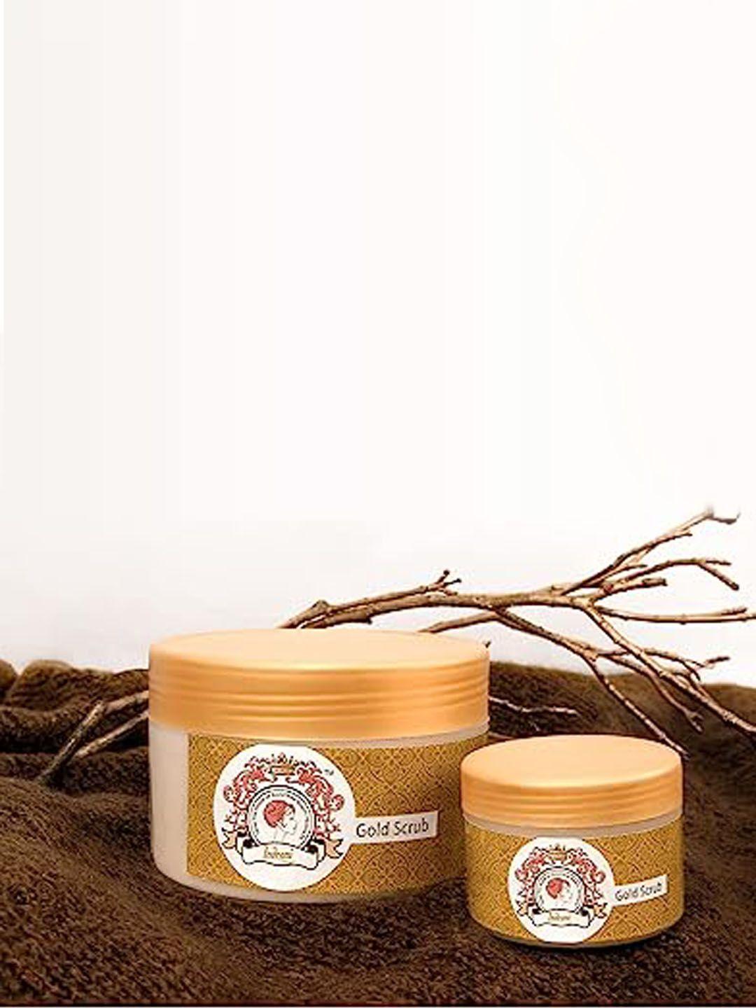 indrani cosmetics natural glow gold scrub with walnut shell powder & gold dust - 300 g