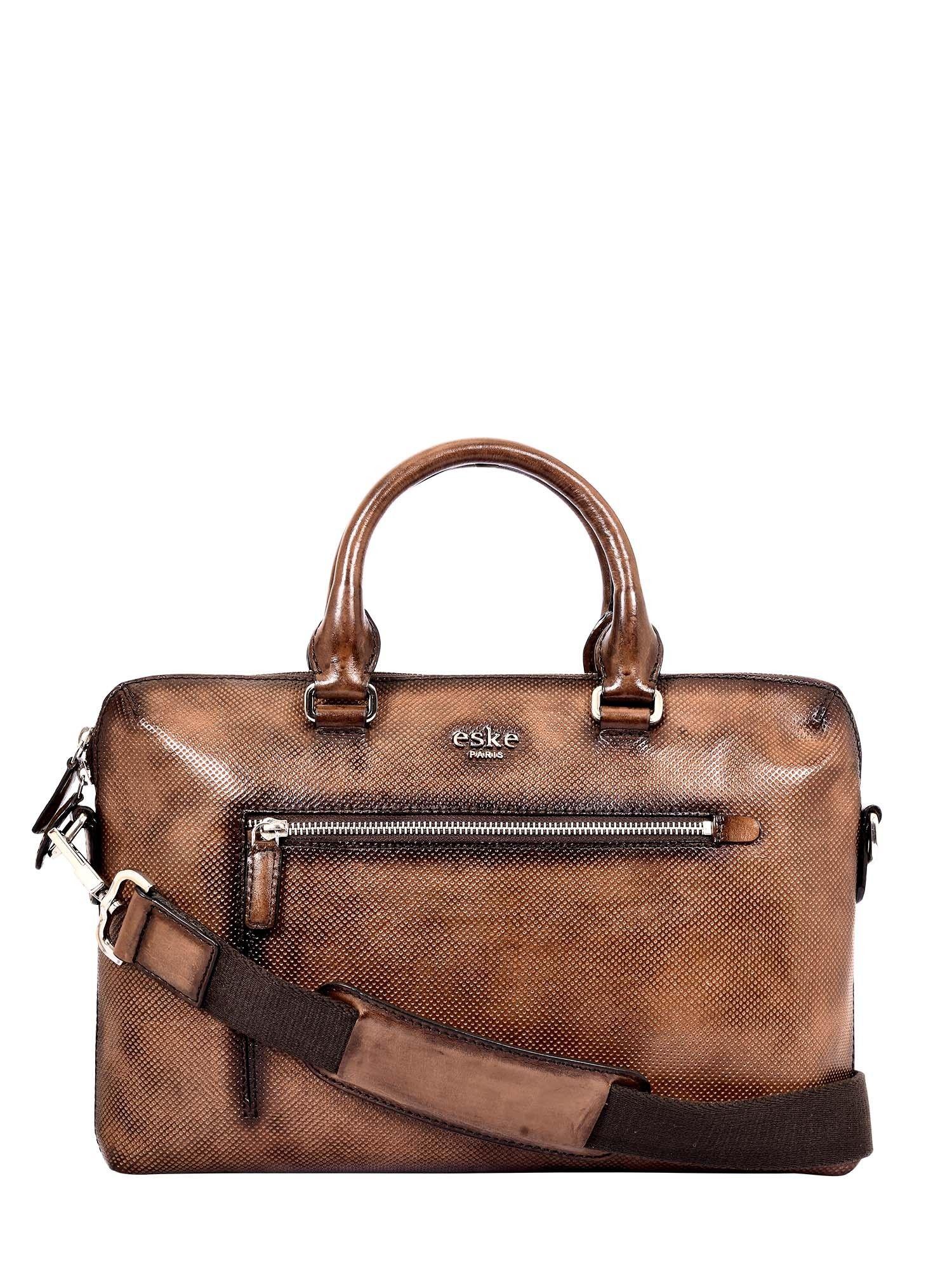 indulf unisex leather laptop bag upto 13, british tan hand-stitched