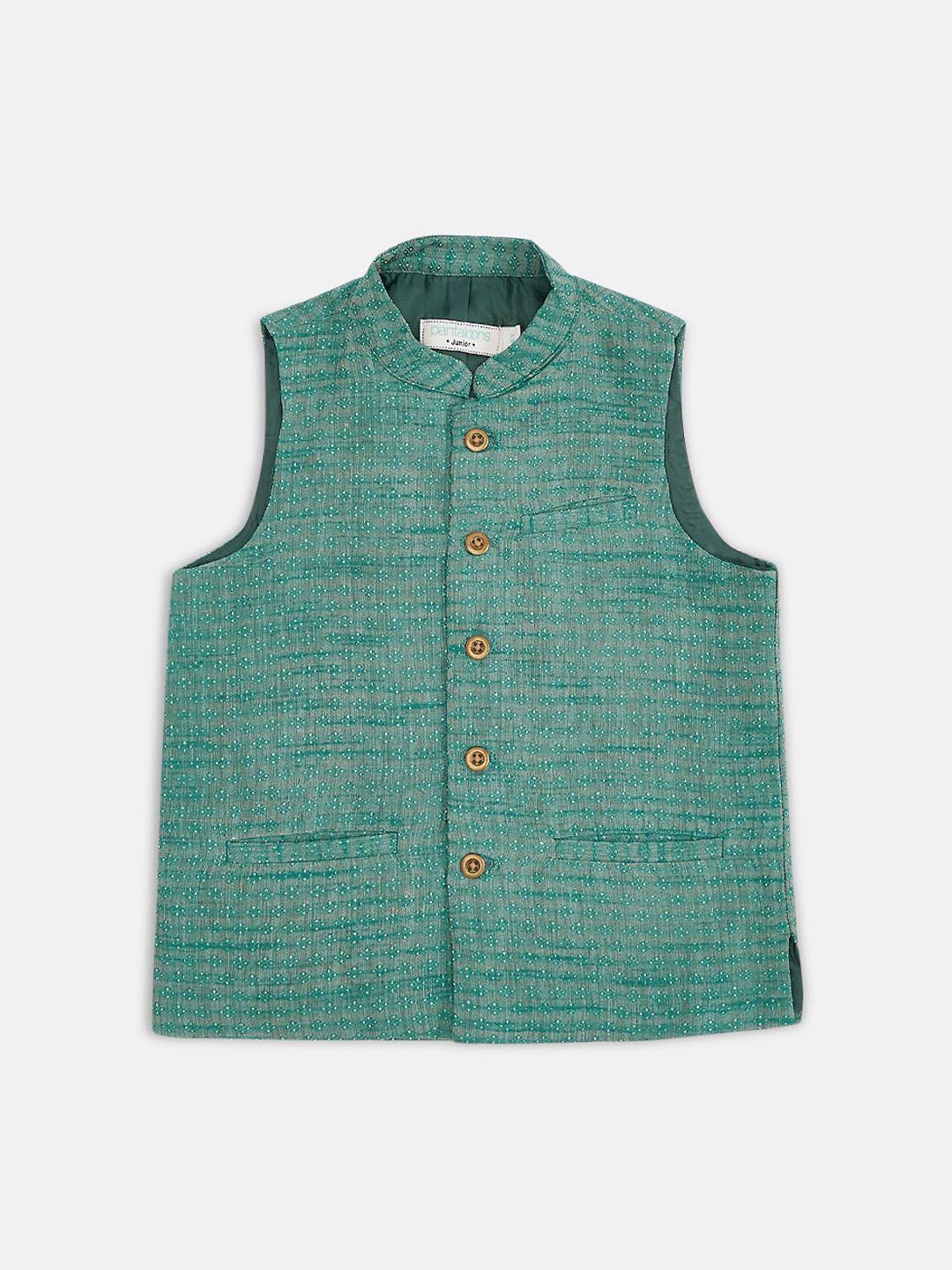 indus route by pantaloons boys teal cotton waistcoat