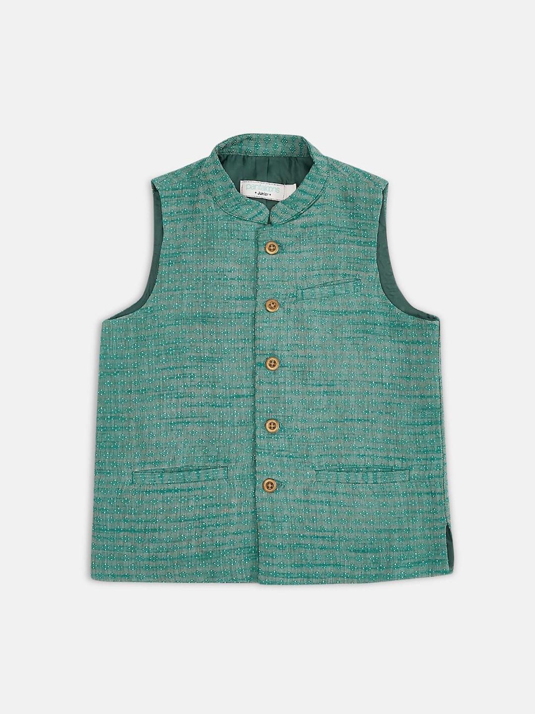 indus route by pantaloons boys teal waistcoat