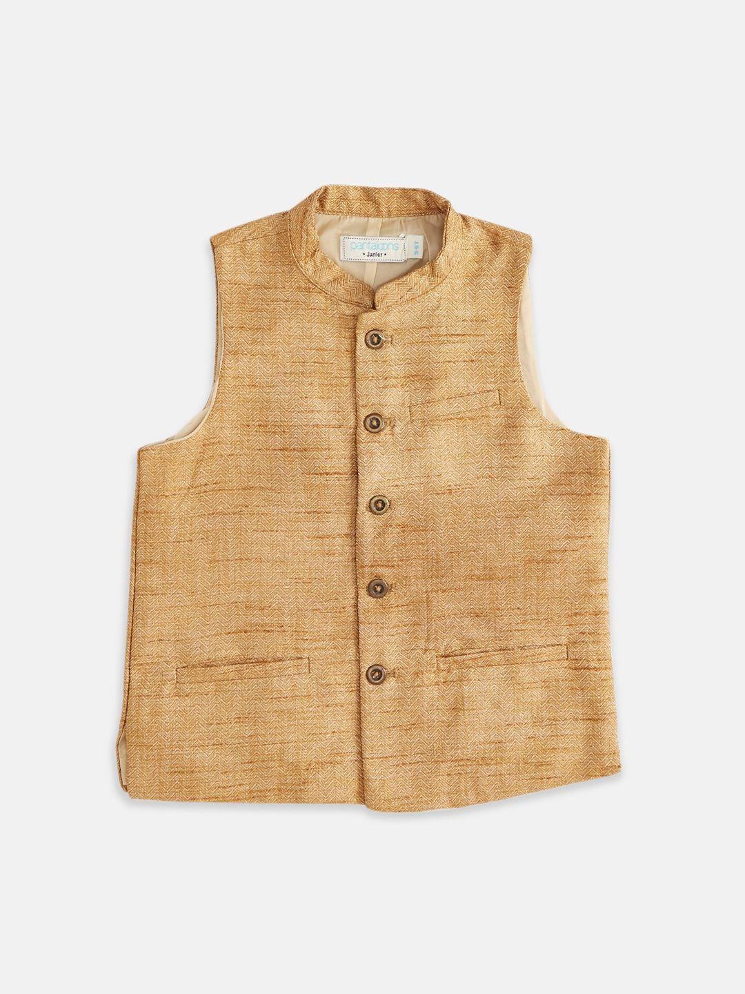 indus route by pantaloons gold patterned waistcoat