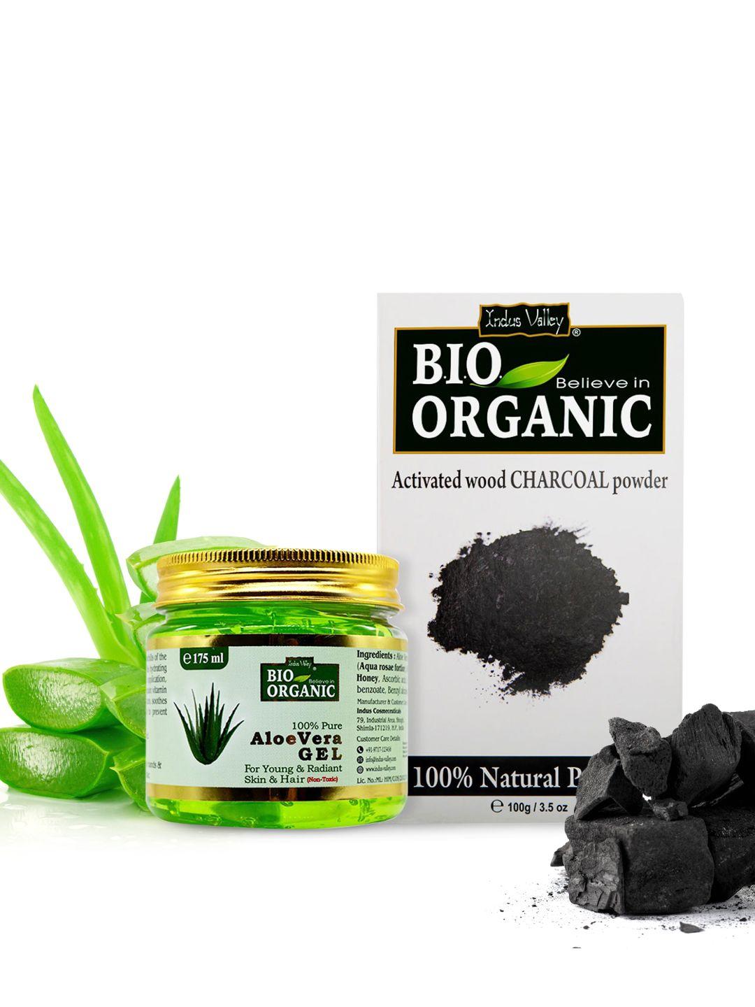 indus valley bio organic charcoal face pack powder & aloevera gel