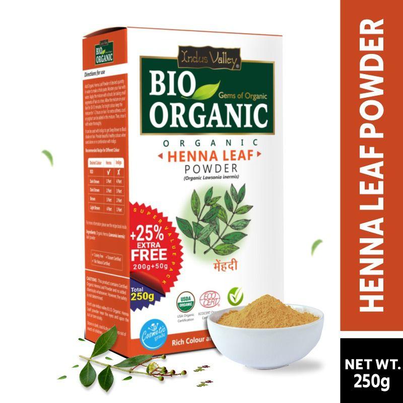 indus valley bio organic henna leaf powder rich colour and lustrous shine for hair