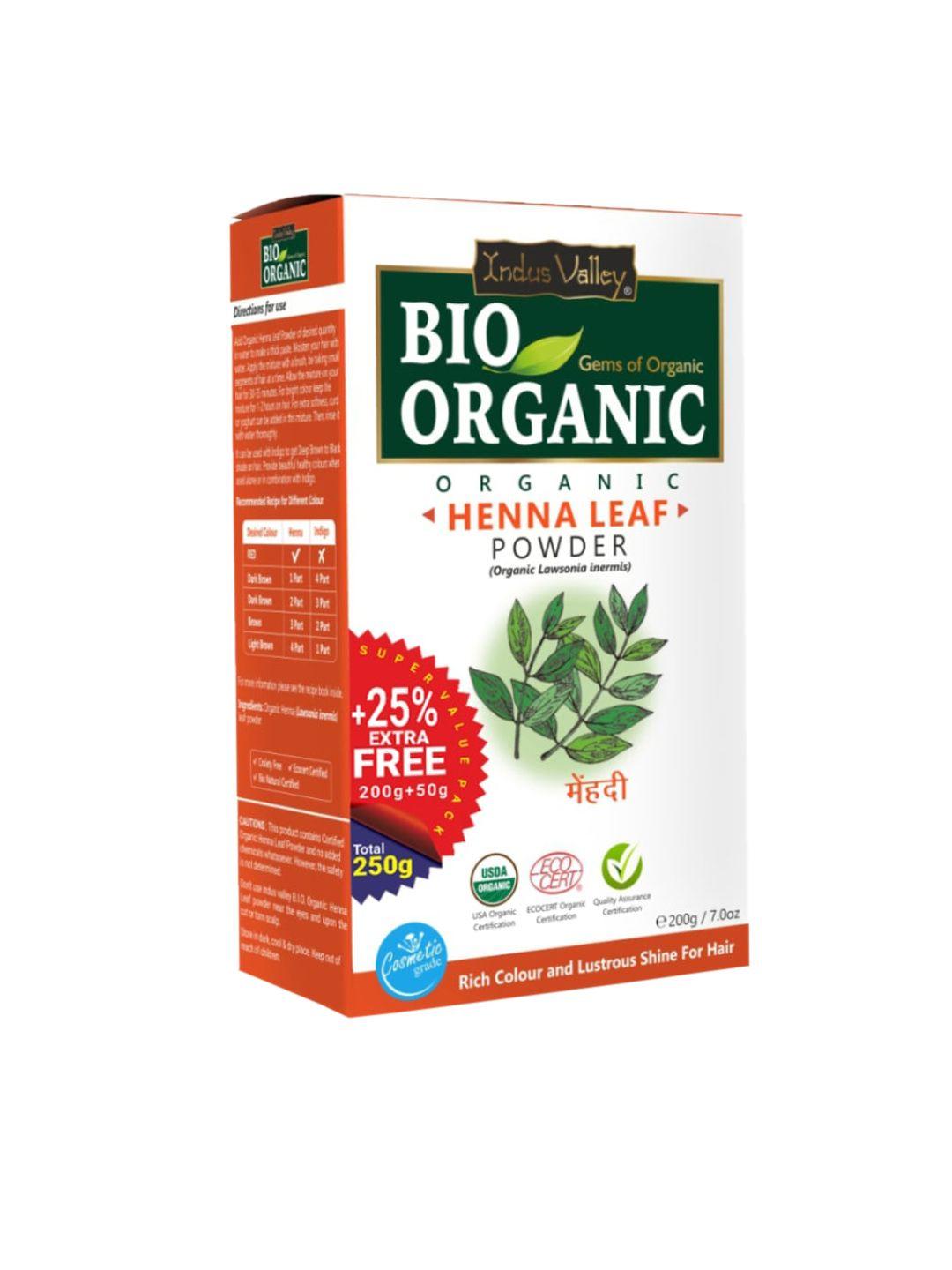 indus valley bio organic pure henna leaf powder for shiny hair - 250 g