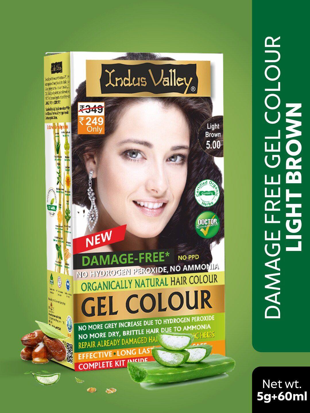 indus valley damage free gel hair colour trial pack 65 g - light brown