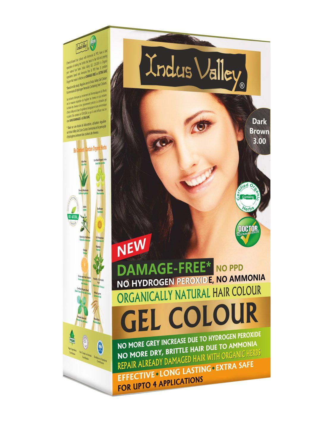 indus valley organically natural gel hair color - dark brown 3.00 220g