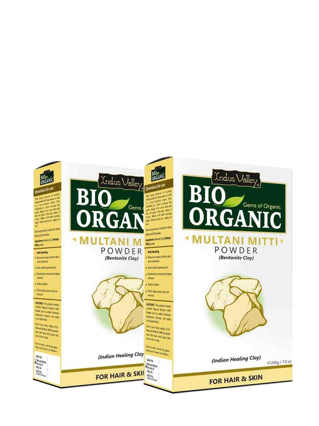 indus valley unisex pack of 2 bio organic multani mitti powder 400 gm