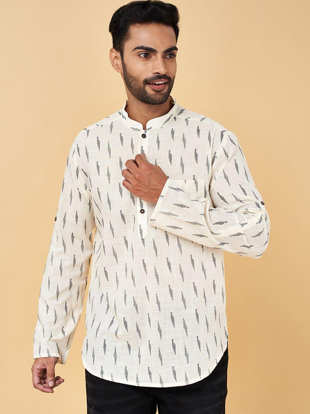 indus route by pantaloons abstract printed thread work pathani kurta