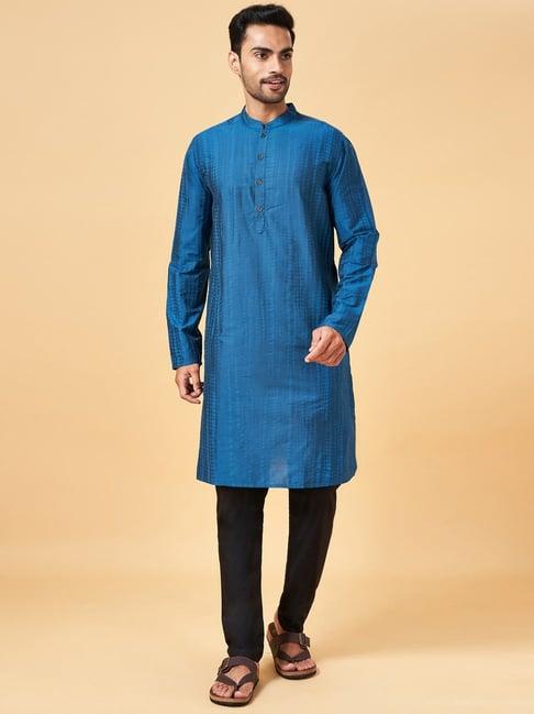 indus route by pantaloons blue regular fit printed kurta