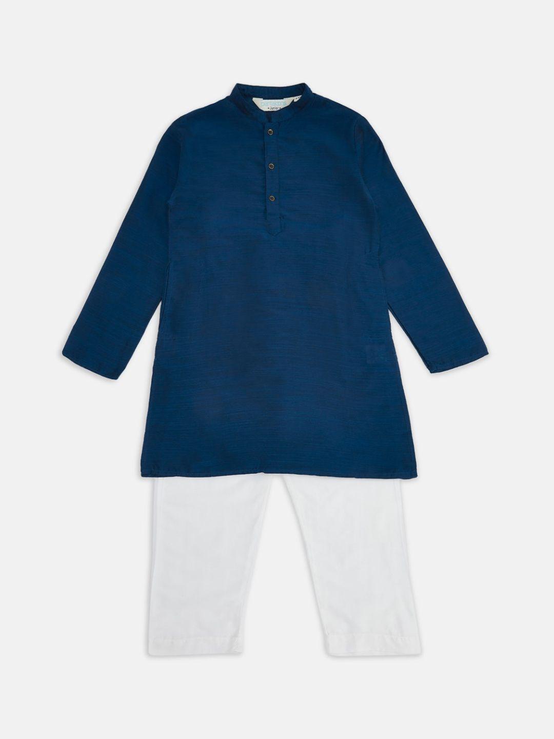 indus route by pantaloons boys blue solid kurta with pyjamas