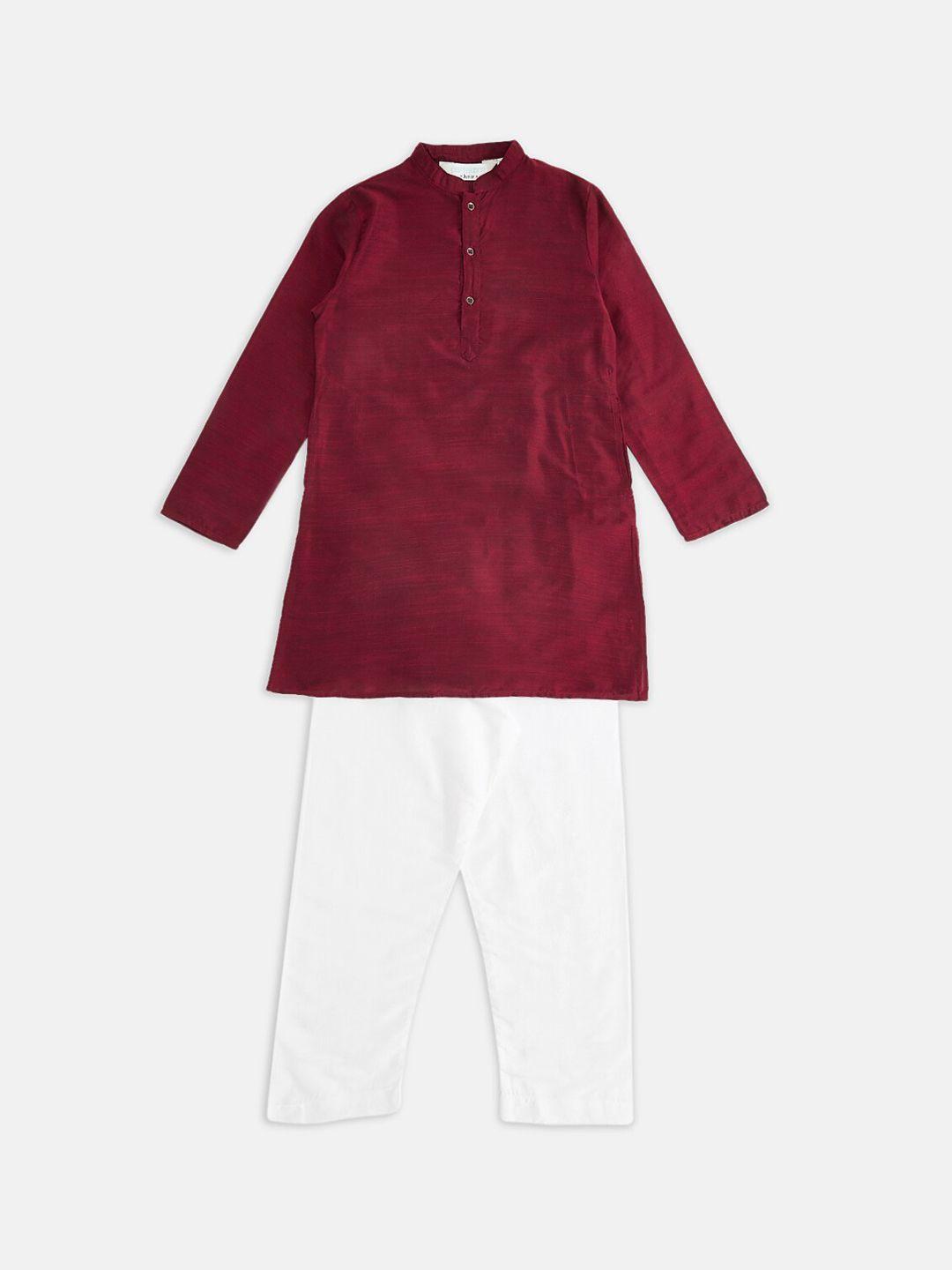 indus route by pantaloons boys maroon kurta with pyjamas