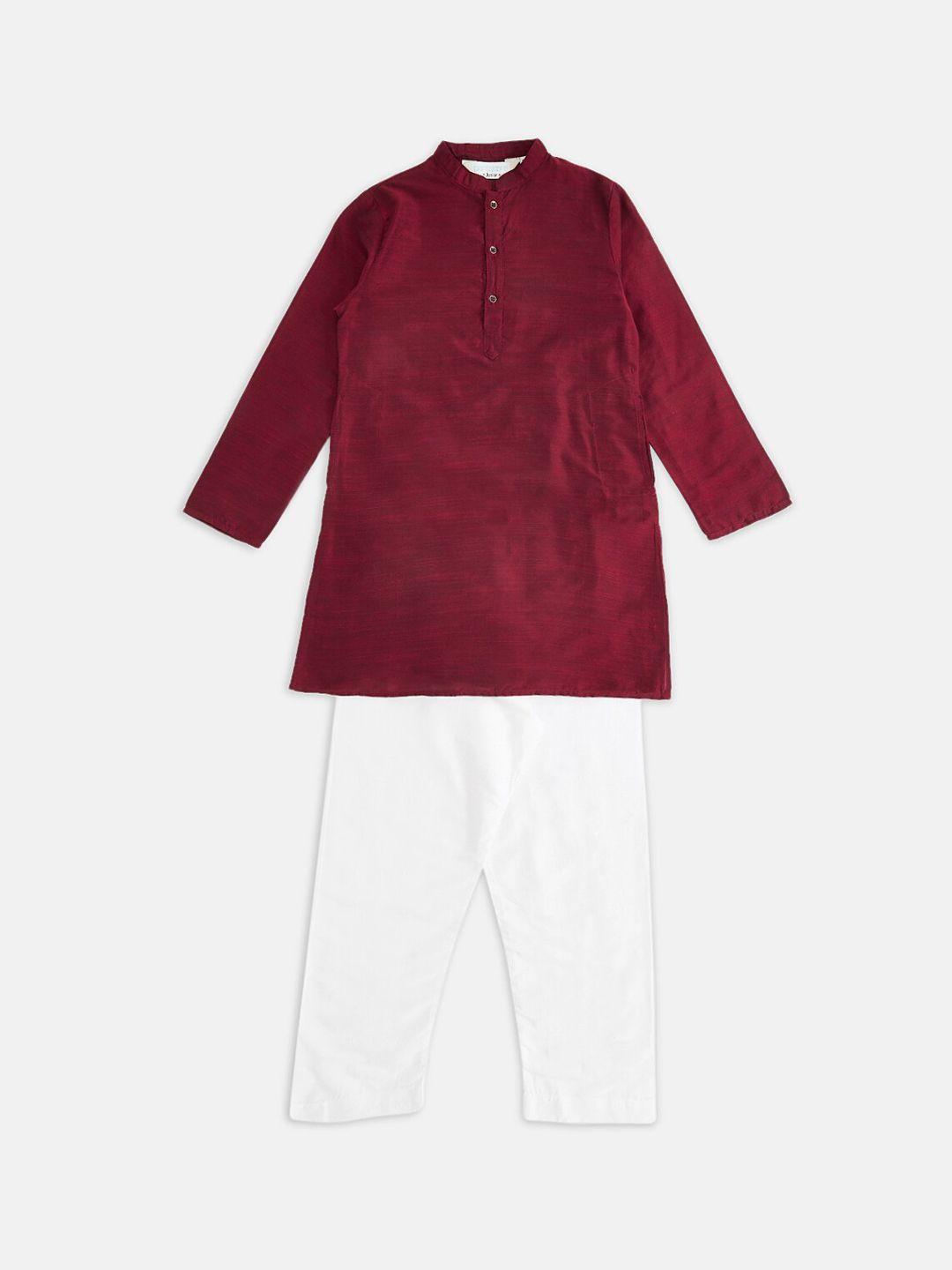 indus route by pantaloons boys maroon kurta with pyjamas