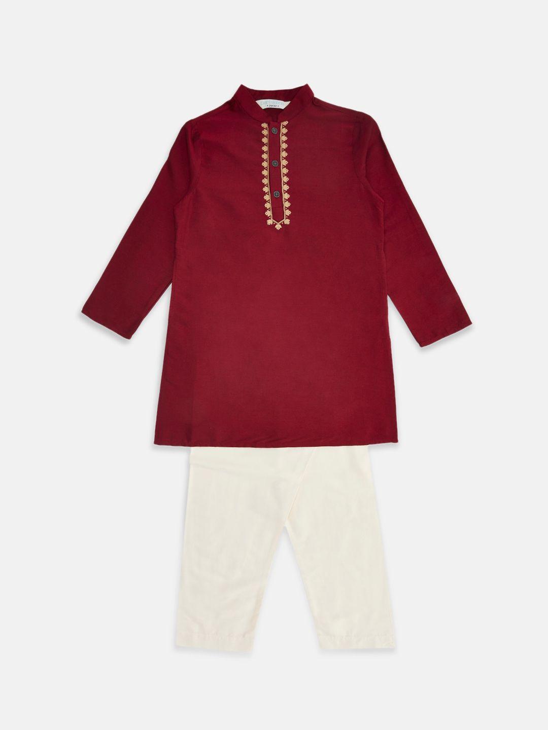 indus route by pantaloons boys maroon kurta with pyjamas