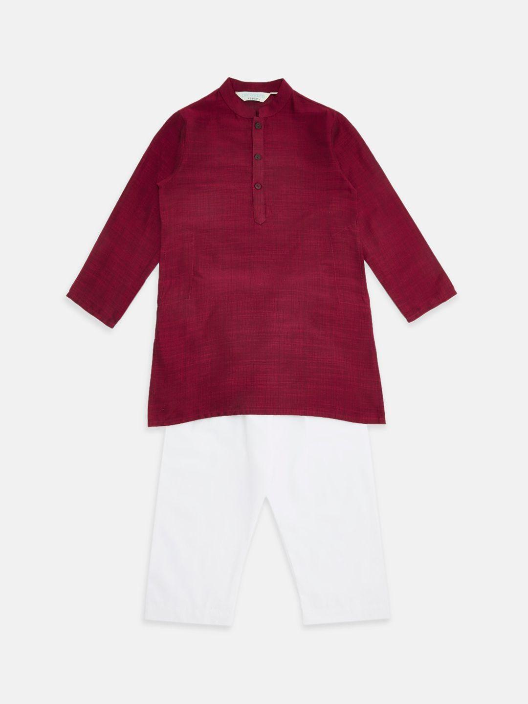 indus route by pantaloons boys maroon kurta with trousers