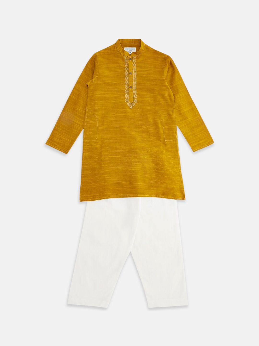indus route by pantaloons boys mustard yellow kurta with pyjamas