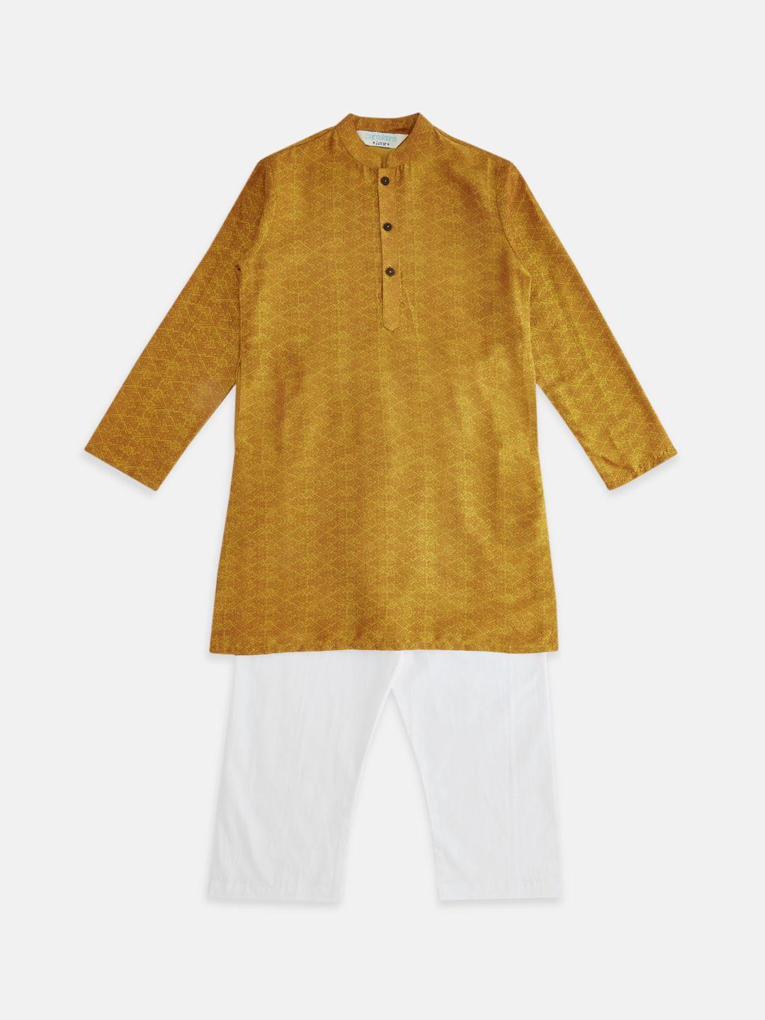 indus route by pantaloons boys mustard yellow kurta with pyjamas