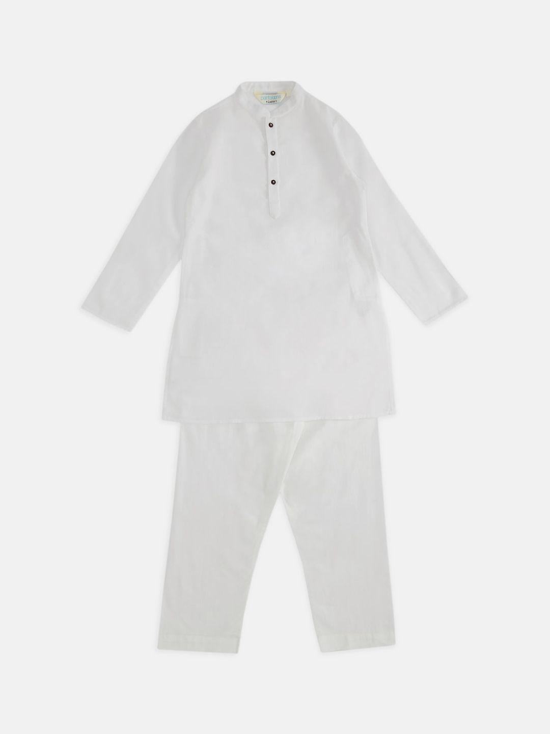 indus route by pantaloons boys off white pure cotton kurta with pyjamas
