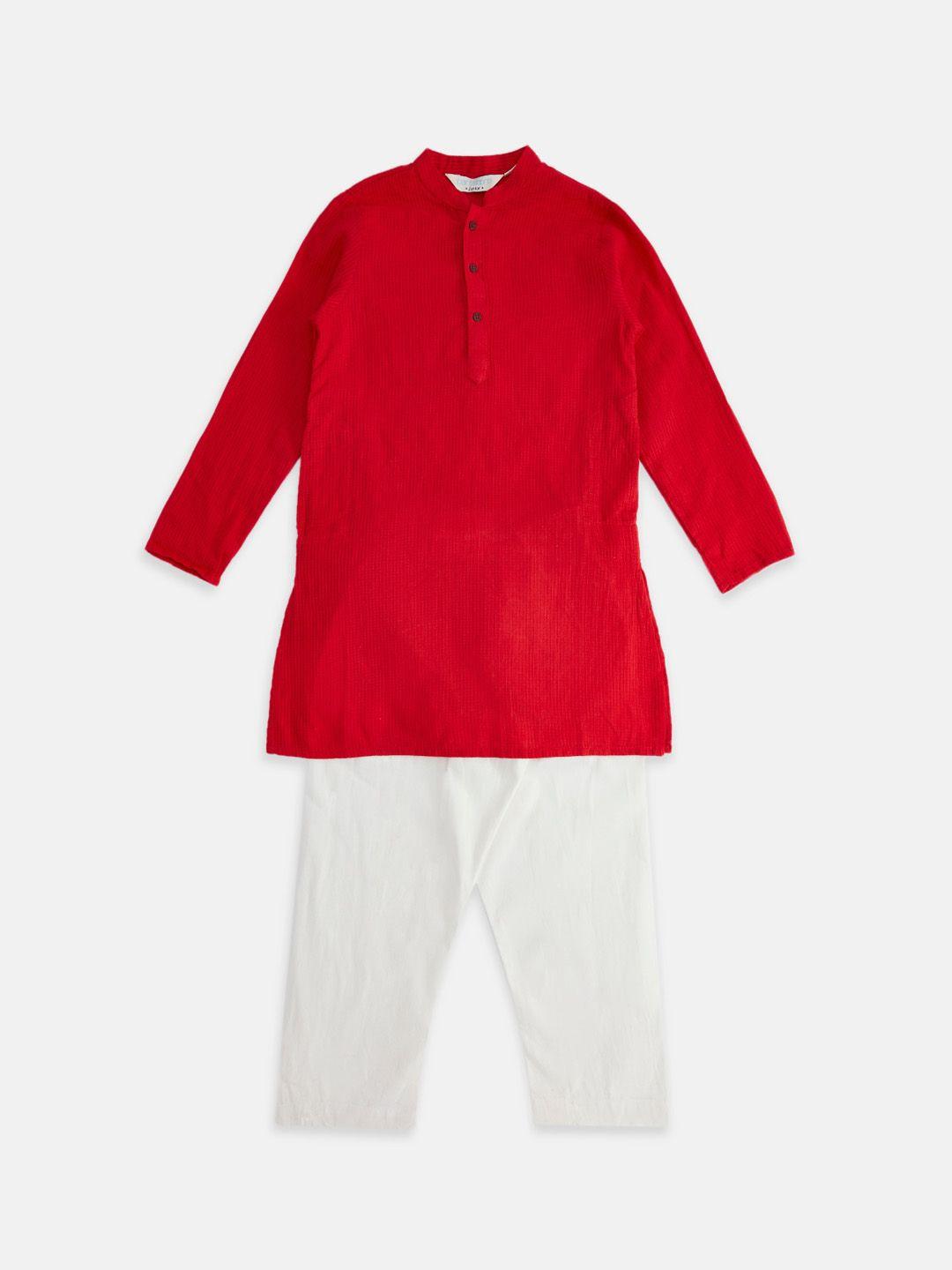 indus route by pantaloons boys pure cotton kurta with pyjamas