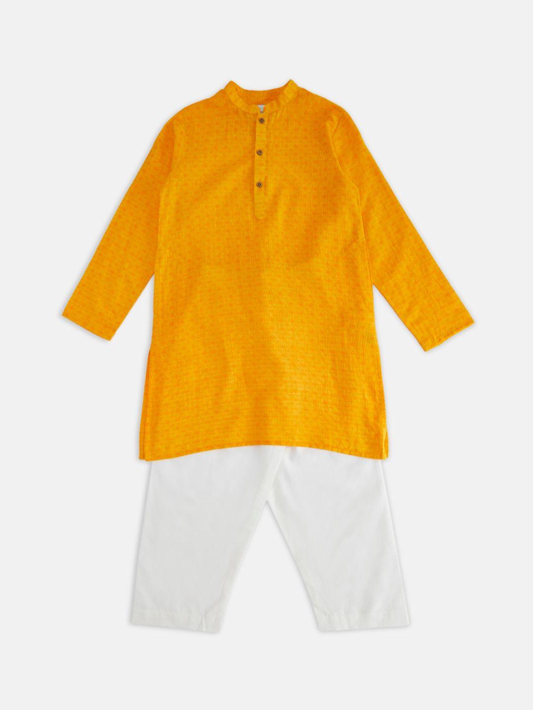 indus route by pantaloons boys solid pure cotton straight kurta with pyjamas