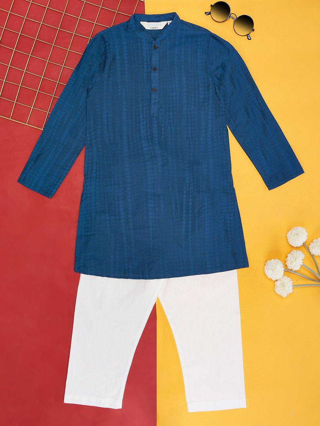 indus route by pantaloons boys striped mandarin collar regular kurta with pyjamas