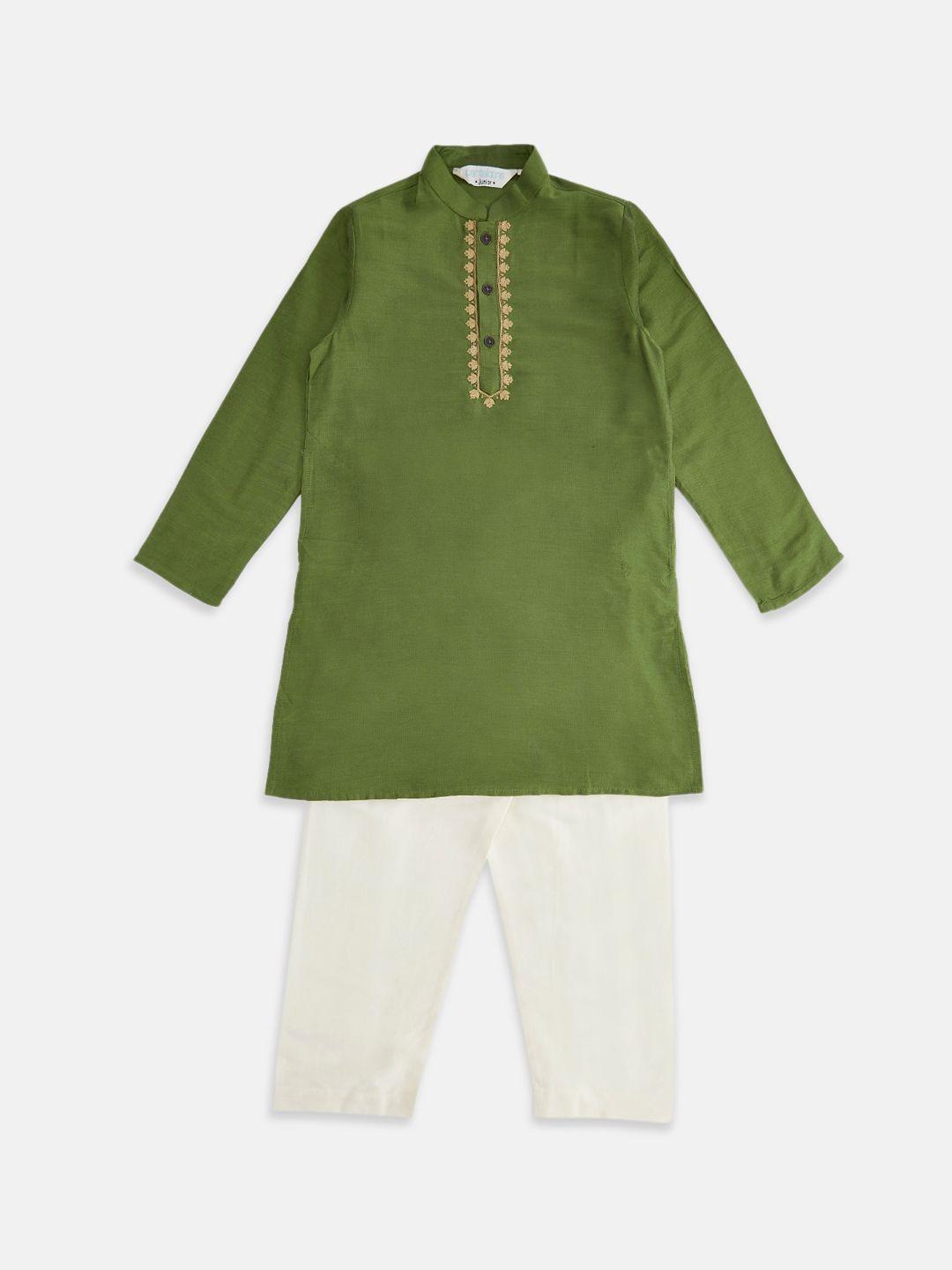 indus route by pantaloons boys thread work kurta with pyjamas