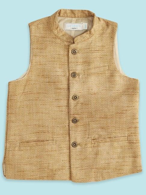 indus route by pantaloons kids gold self pattern waistcoat