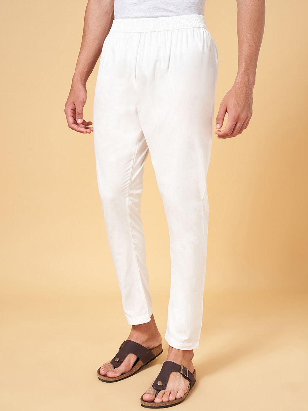 indus route by pantaloons men straight-fit ankle-length cotton pyjamas