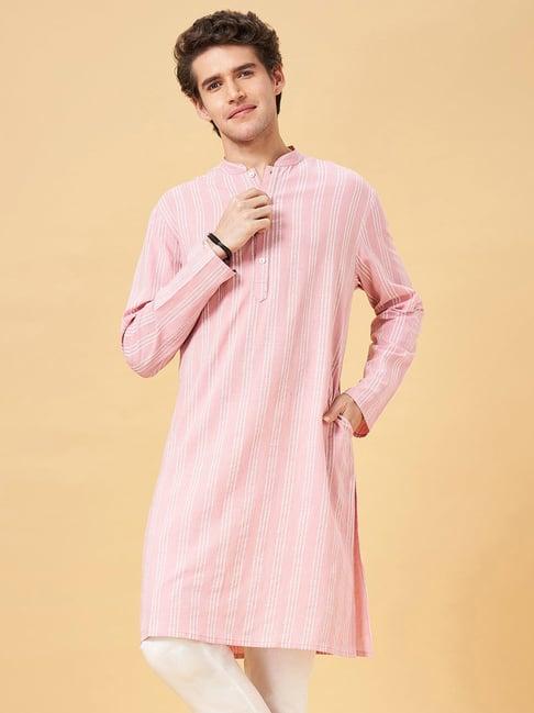 indus route by pantaloons pink regular fit striped kurta