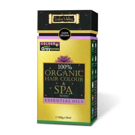 indus valley 100% oragnic hair colour & spa with essential oil- dark brown