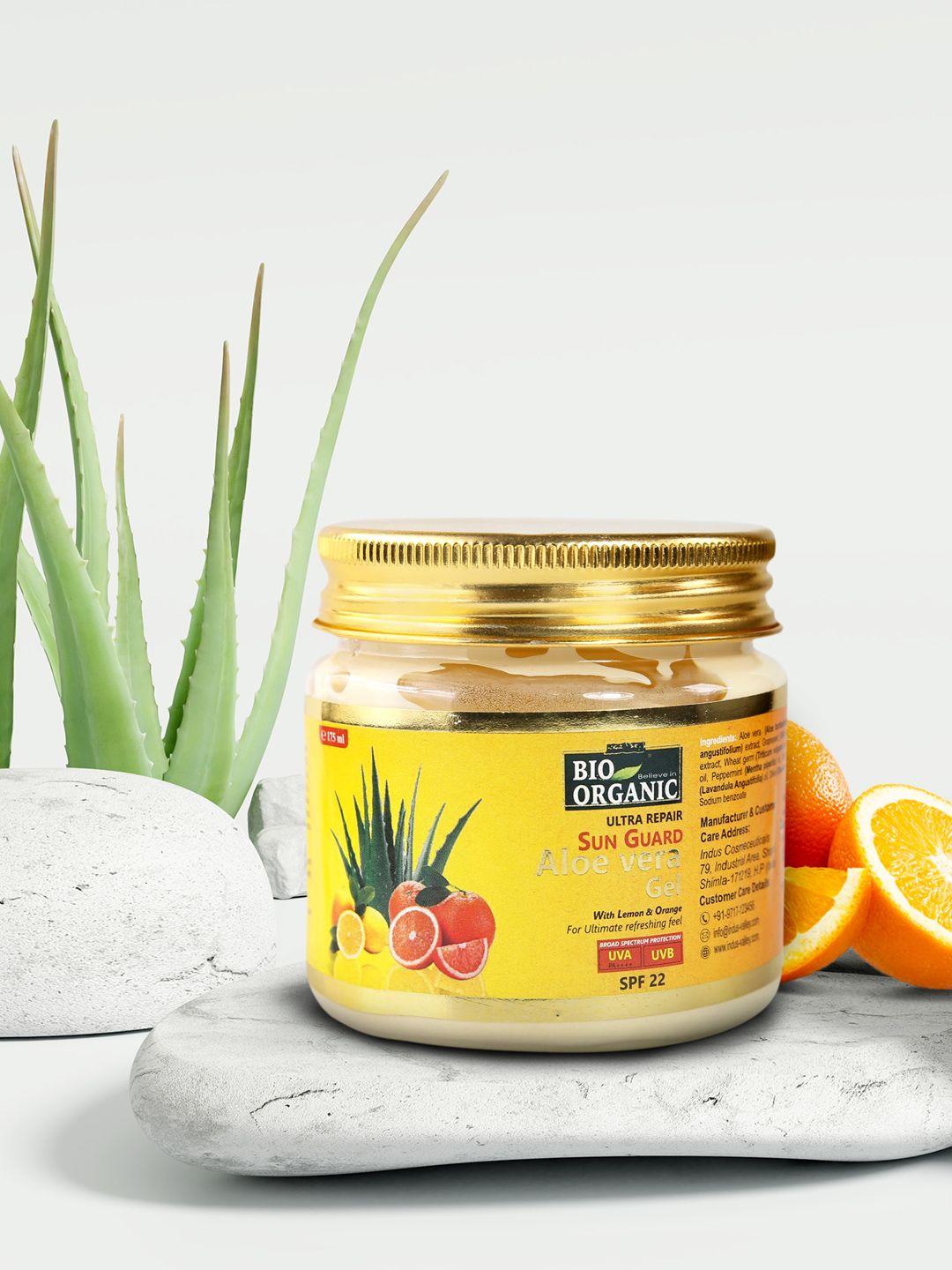 indus valley bio organic ultra repair sun guard aloe vera gel with lemon & orange 175 ml