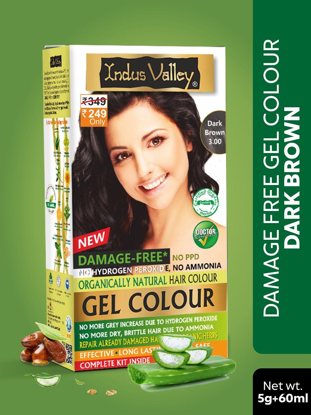 indus valley damage free gel hair colour 65 g - dark brown 3.0