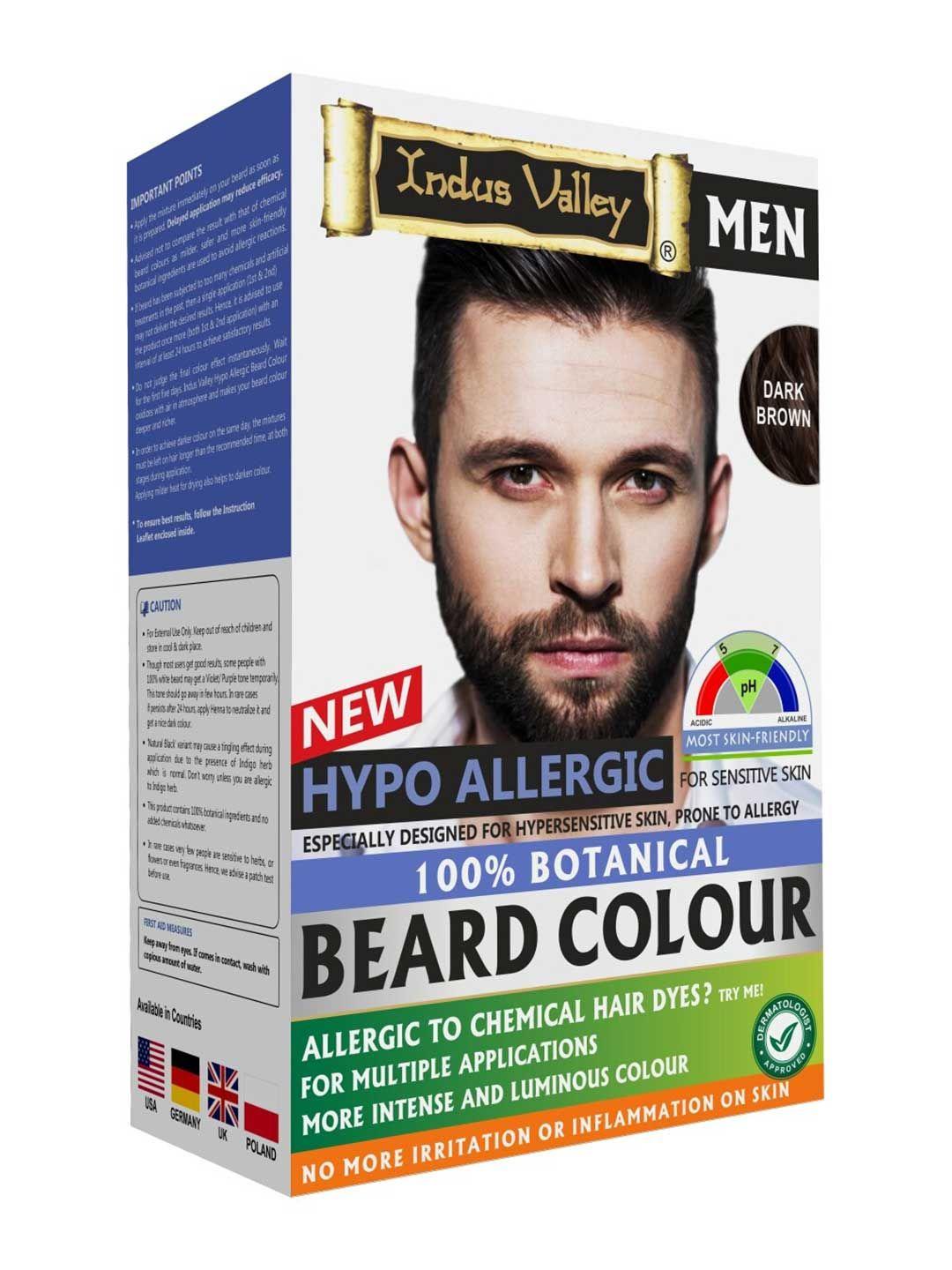 indus valley men beard colour100% botanical hypo allergic dark brown 115g