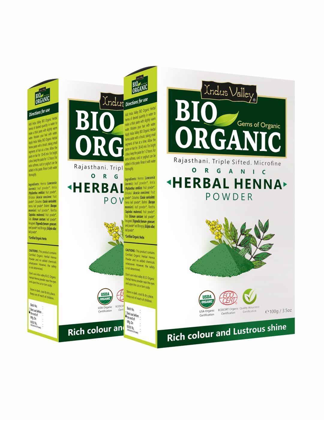 indus valley set of 2 bio organic herbal henna powder- 100 g each