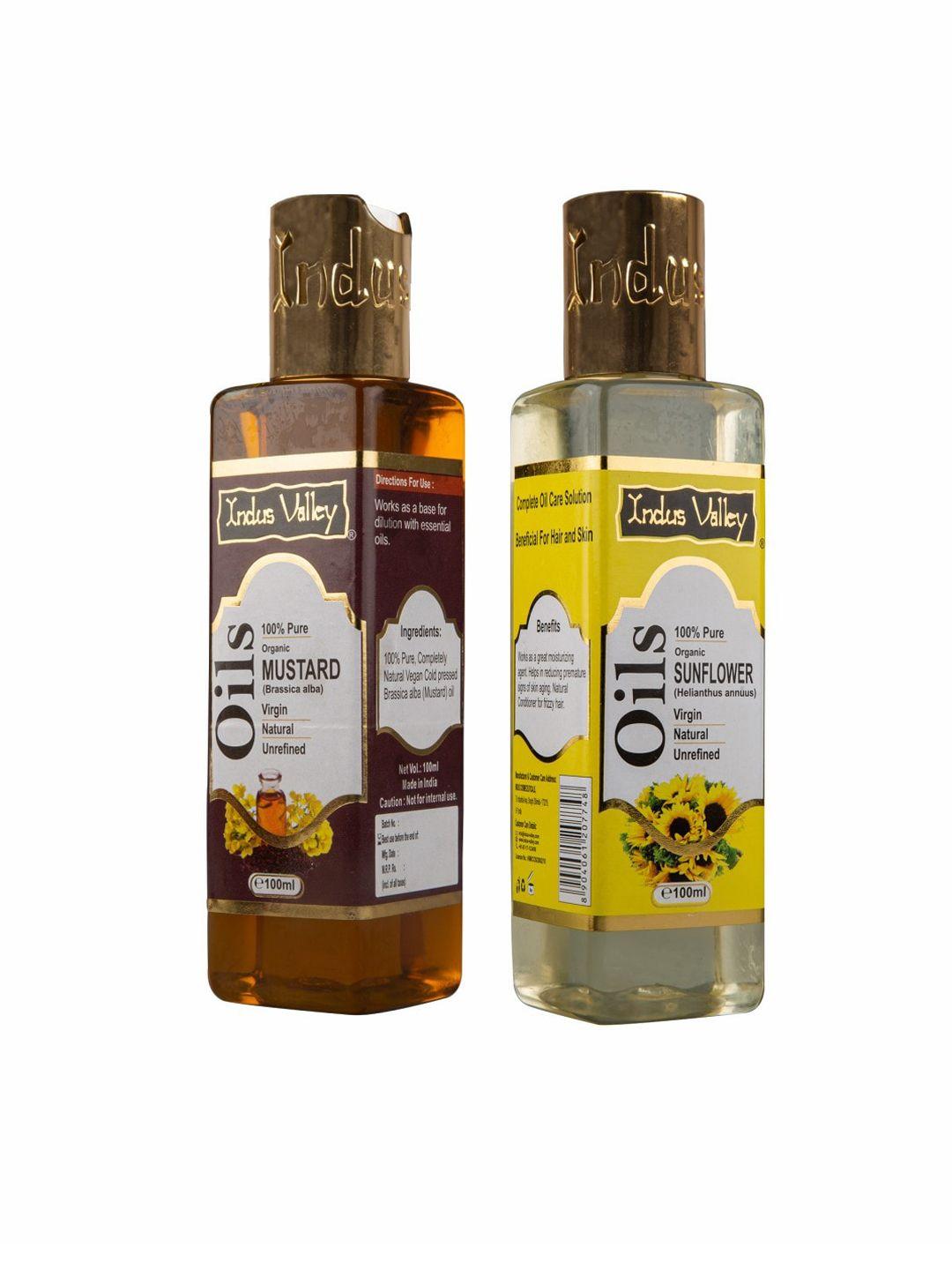 indus valley set of 2 mustard & sunflower carrier oil 200ml