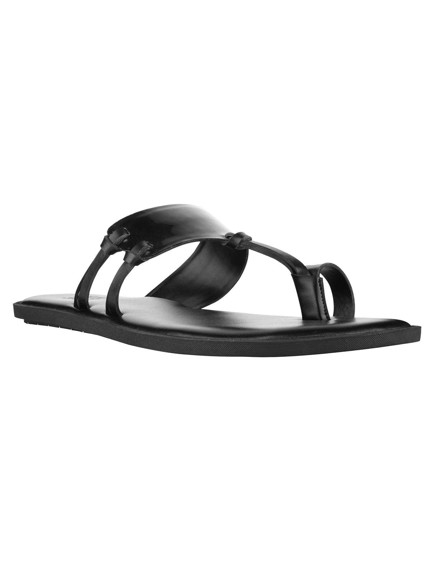 indy black patent sandals for men