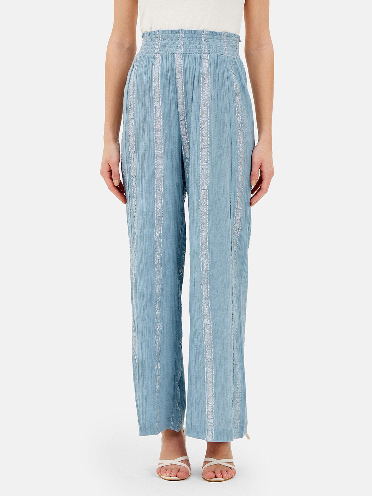 indy blue striped trouser