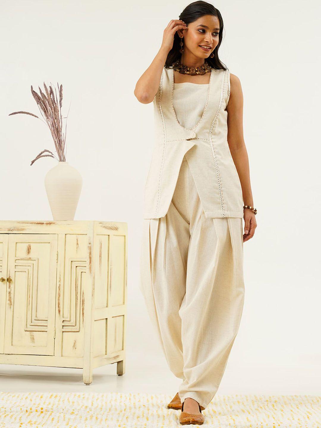 indy raaga top & dhoti pants with jacket co-ords