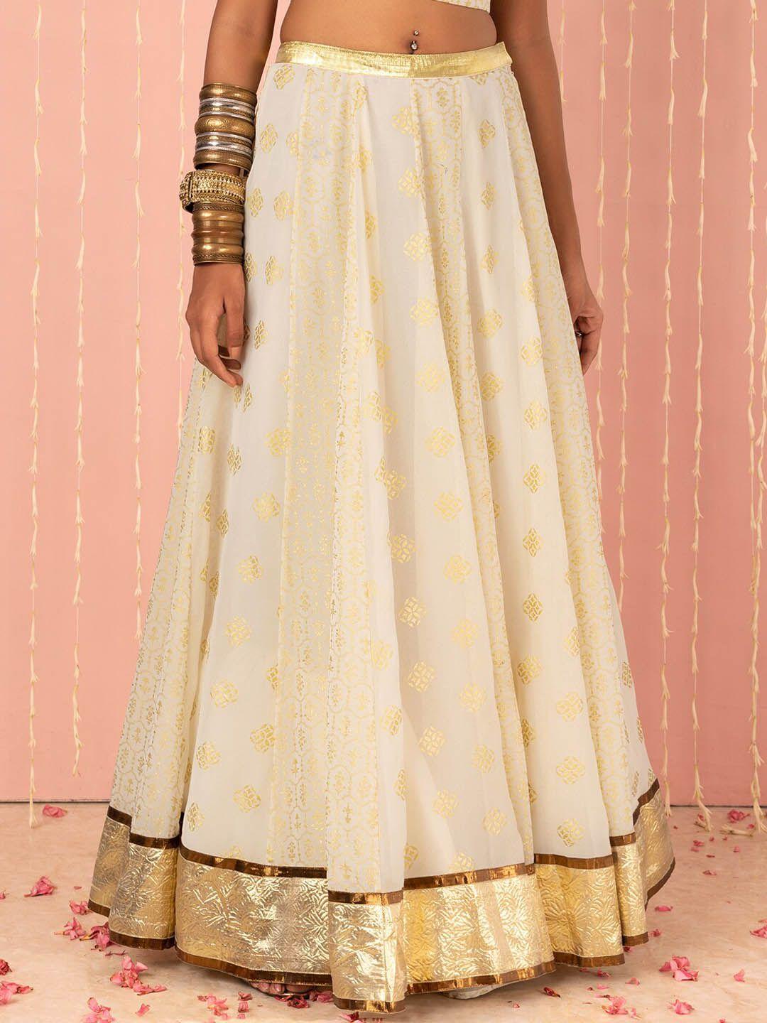 indya floral foil printed georgette lehenga skirt