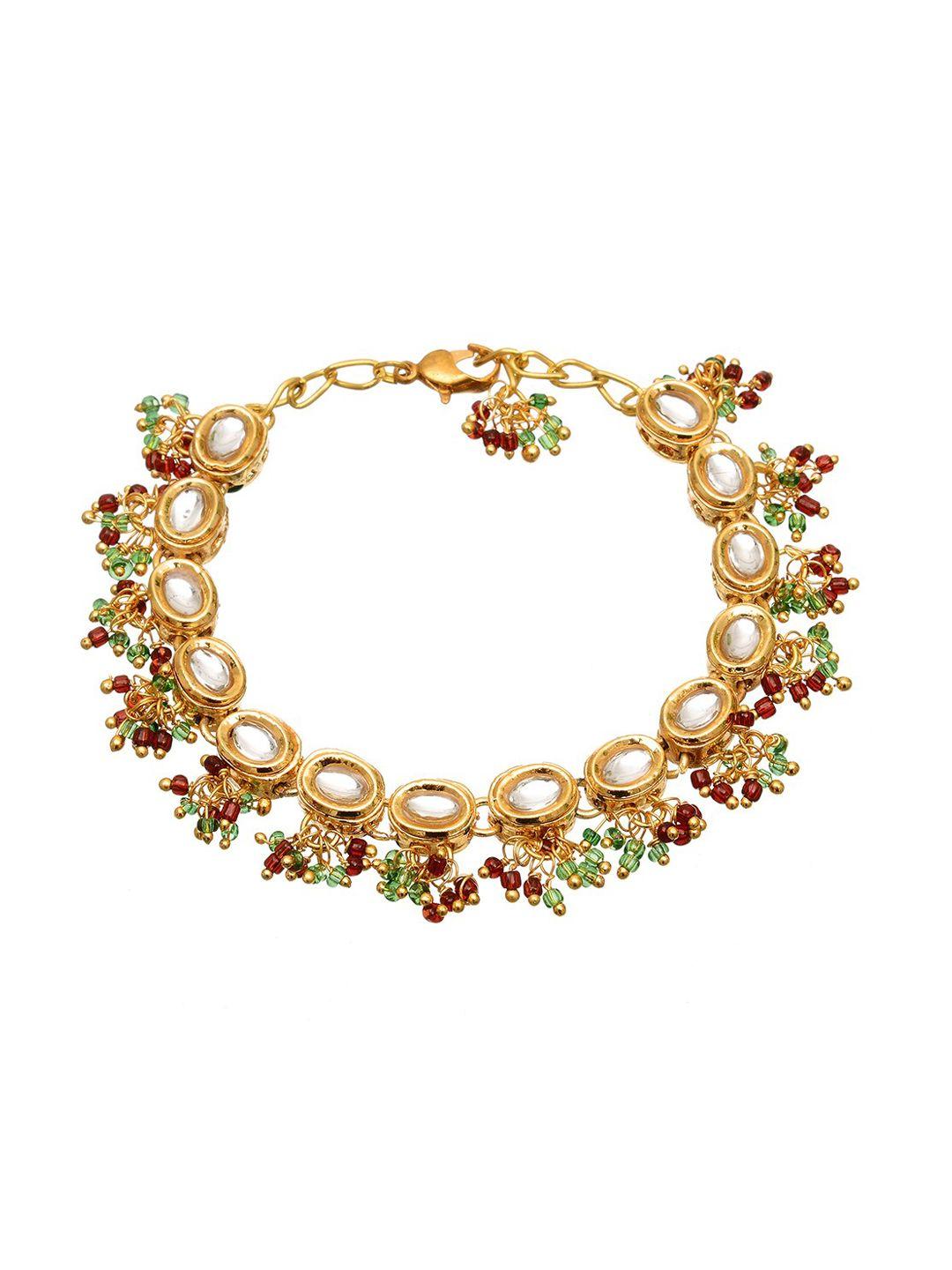 indya green gold-plated kundan bracelet