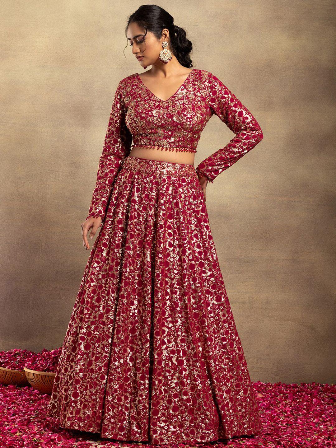 indya luxe embellished ready to wear lehenga & blouse with dupatta